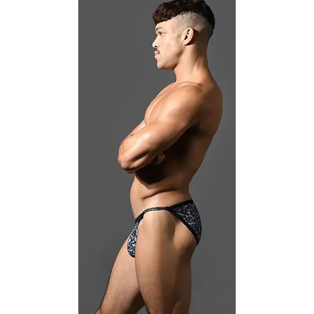 NEW Andrew Christian Chain Lace Bikini Swim Bikini Black White Size Large